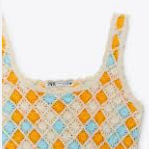 ZARA colourful crotchet mini dress size large - Picture 6 of 12